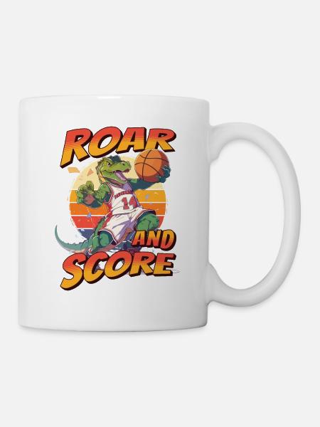 Basketball Dino T-Rex Spieler Sport Comic Cartoon - Tasse - Weiß