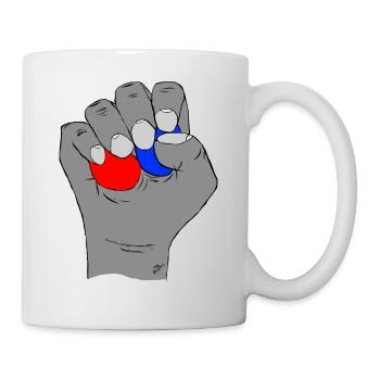 Testicules rouges et bleus. - Mug blanc - blanc - Droite