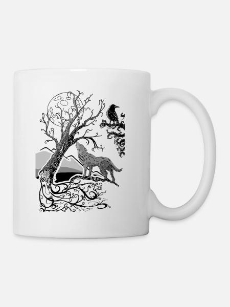 Wolf and raven - Mug - white