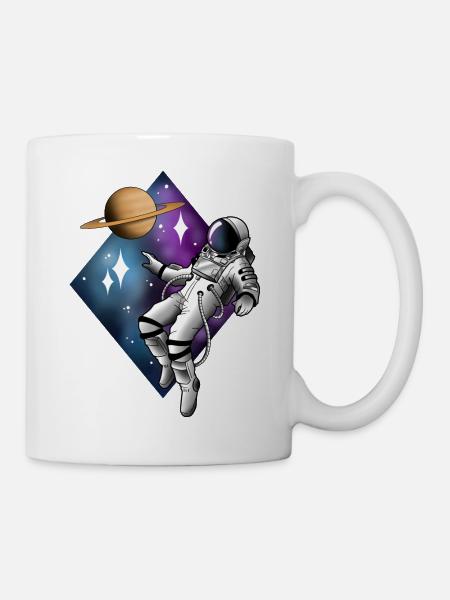 Astronaut floating tattoo - Mug - white