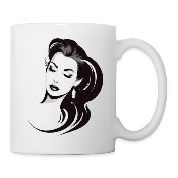 hübsche junge Dame - Tasse - Weiß - Rechts
