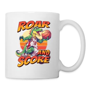 Basketball Dino T-Rex Player Sports Comic Cartoon - Mug - white - Right