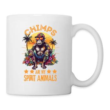 Schimpanse mit Sonnenbrille am Strand - Tasse - Weiß - Rechts
