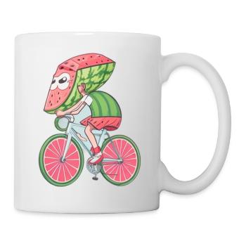 watermelon riding a bike - Mug blanc - blanc - Droite