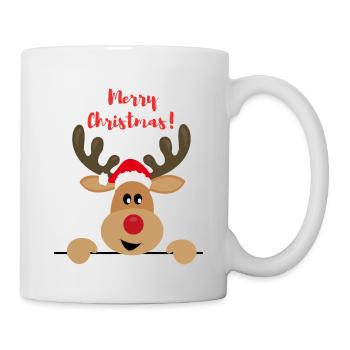 Renntier wünscht Frohe Weihnachten - Tasse - Weiß - Rechts