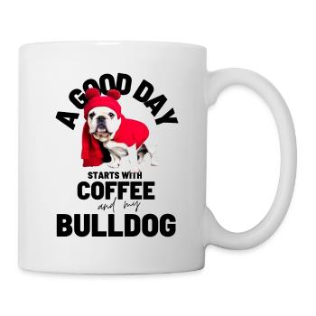 UNE BONNE JOURNÉE COMMENCE avec Coffee & Bulldog - Mug blanc - blanc - Droite