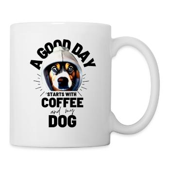 EIN GUTER TAG BEGINNT ... HUND Hunde Kaffee - Tasse - Weiß - Rechts
