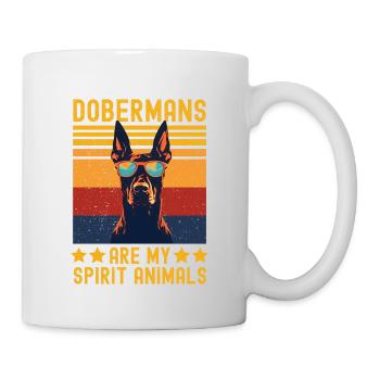Dobermann mit sonnenbrille retro - Tasse - Weiß - Rechts