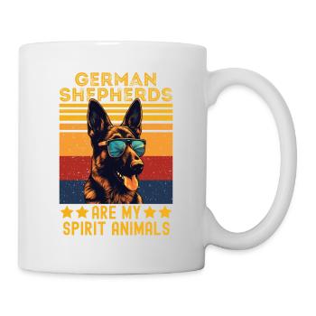 German Shepherd with sunglasses retro - Mug - white - Right
