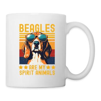 Beagle mit sonnenbrille retro - Tasse - Weiß - Rechts
