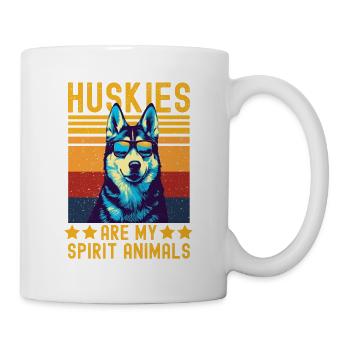 Husky mit sonnenbrille retro - Tasse - Weiß - Rechts