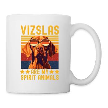 Vizsla with sunglasses retro - Mug - white - Right