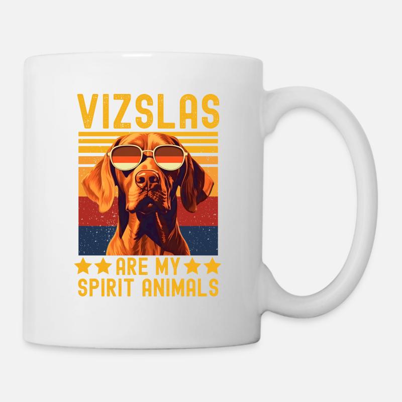 Vizsla mit sonnenbrille retro - Tasse - Weiß
