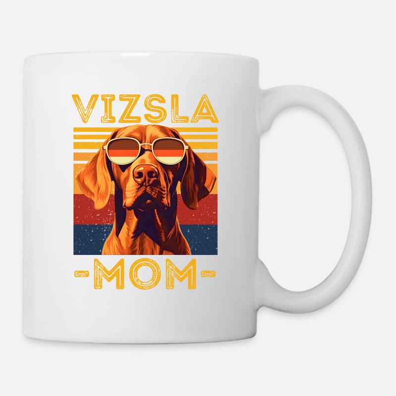 Vizsla mit sonnenbrille retro - Tasse - Weiß