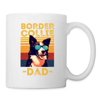 Border collie sunglasses dad retro - Mug - white - Right