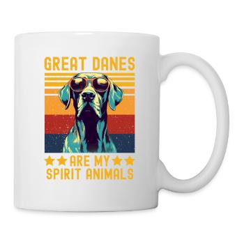 Dogue allemand avec lunettes de soleil rétro - Mug blanc - blanc - Droite
