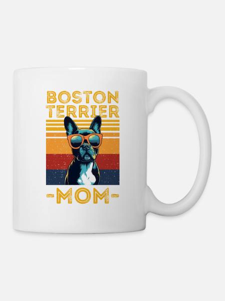 Boston Terrier mit sonnenbrille retro - Tasse - Weiß