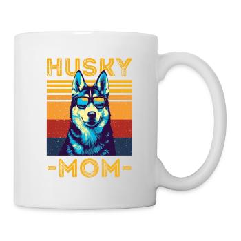 Husky avec lunettes de soleil rétro Husky maman - Mug blanc - blanc - Droite