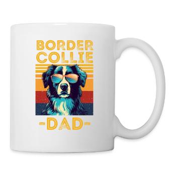 Border collie sunglasses dad retro - Mug - white - Right