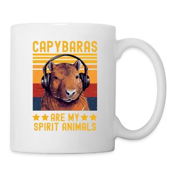 Capybara with headphones retro - Mug - white - Right