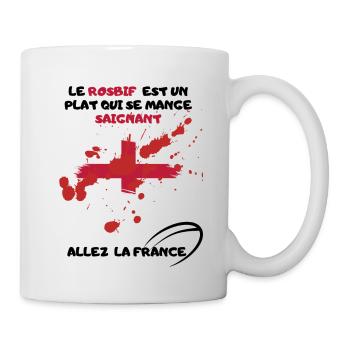 Rosbif Saignant. Allez la France. Rugby Supporter - Mug blanc - blanc - Droite