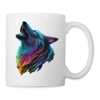 Loup coloré - Mug blanc - blanc - Droite