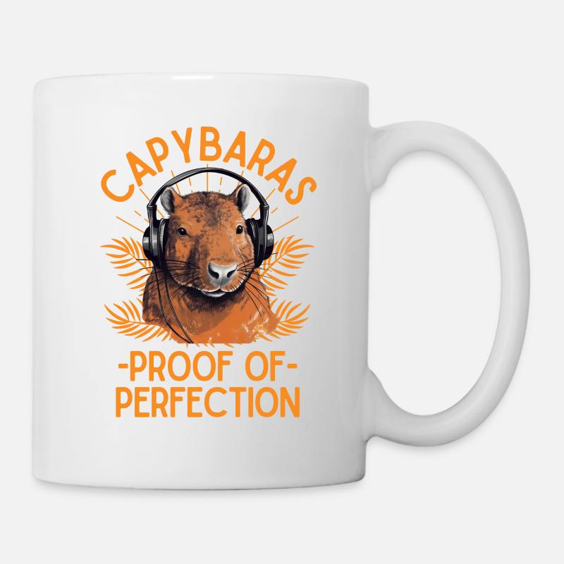 Capybara mit Kopfhörer - Tasse - Weiß