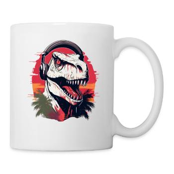 Dinosaur with headphones - Mug - white - Right
