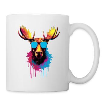 Colorful moose with sunglasses - Mug - white - Right