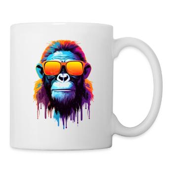 Colorful chimpanzee with sunglasses - Mug - white - Right