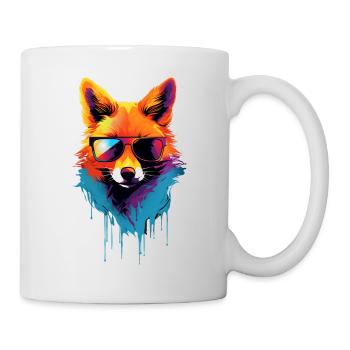 Colorful fox with sunglasses - Mug - white - Right