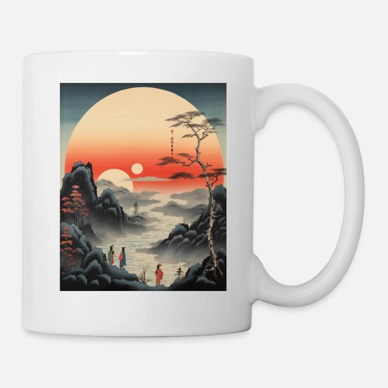 Ukiyo-e Sonnenuntergang - Tasse - Weiß
