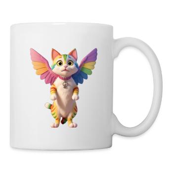 Rainbow cat with wings - Mug - white - Right