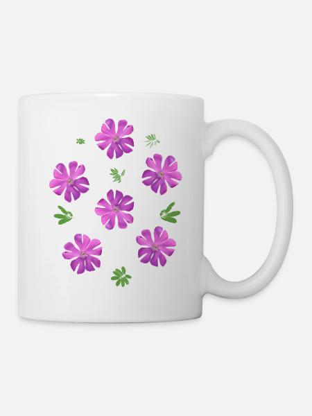Lichtnelken rosa Blumen - Tasse - Weiß