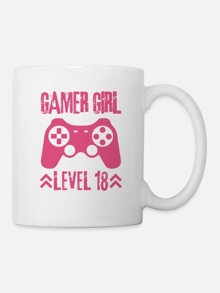 Gamer girl Level 18 Geburtstag - Tasse - Weiß