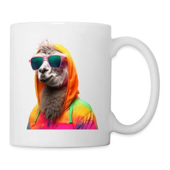 Llama with Sunglasses Colorful Cool Alpaca Llama - Mug - white - Right