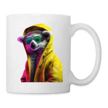 Lémurien avec lunettes de soleil Coloré Cool Lémurien à queue annelée animal forestier - Mug blanc - blanc - Droite