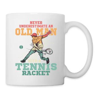 Never Underestimate An Old Man With A Tennis Racke - Mug - white - Right