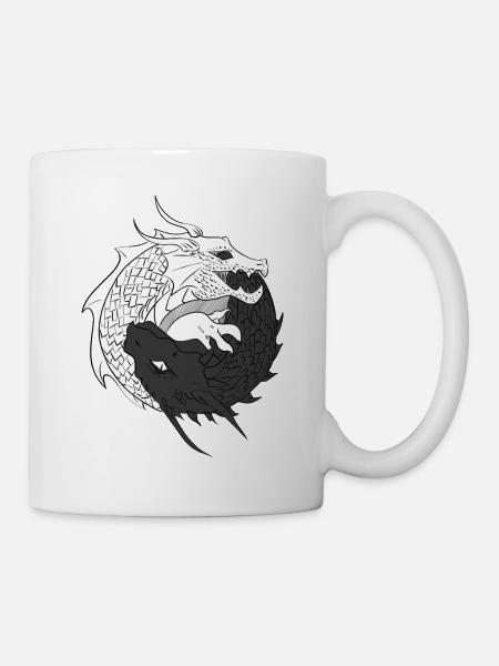 COTTAGECORE DRAGON YING YANG - Mug blanc - blanc