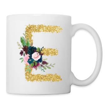 Buchstabe e gold floral - Tasse - Weiß - Rechts
