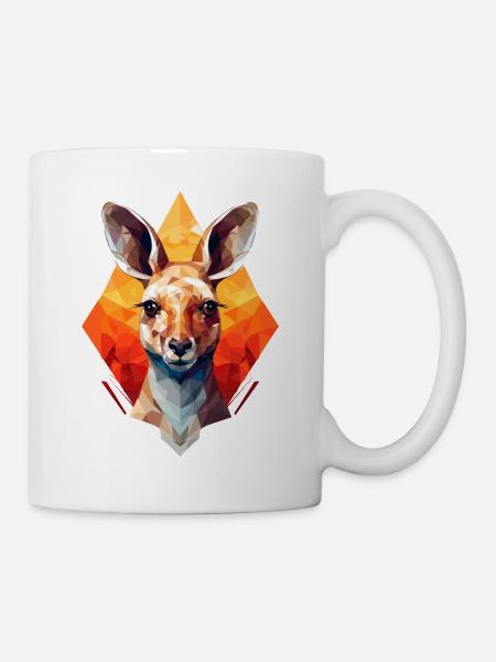 Känguru Sonnenuntergang Geometrie - Tasse - Weiß