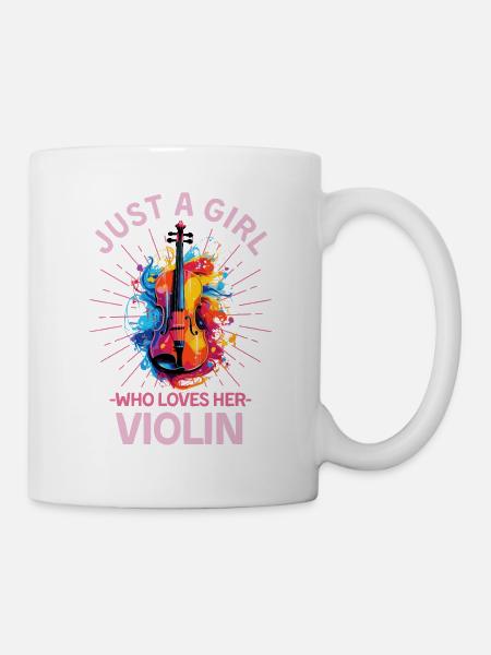 Geige Bunte Violine - Tasse - Weiß
