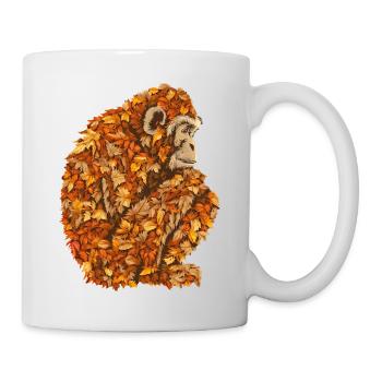 Chimpanzee lifts colorful foliage - Unique image - Mug - white - Right