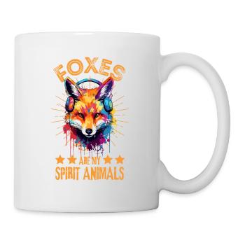 Fuchs mit Kopfhörer - Tasse - Weiß - Rechts