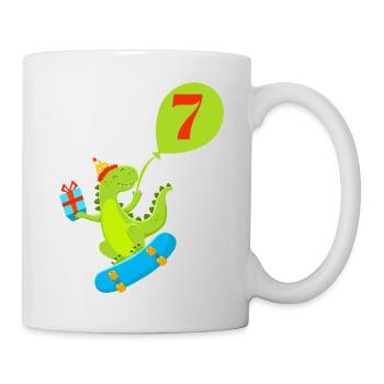 7th Anniversary Cute Dinosaur - Mug - white - Right