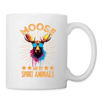 Colorful moose with sunglasses - Mug - white - Right