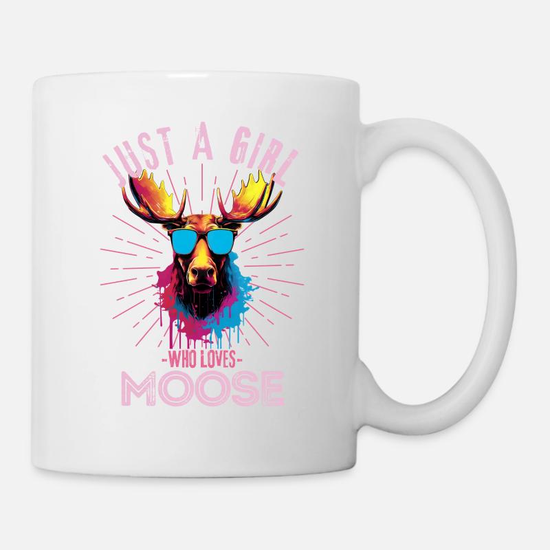 Bunter Elch mit Sonnenbrille - Tasse - Weiß