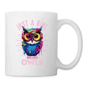 Bunte Eule mit Kopfhörer - Tasse - Weiß - Rechts