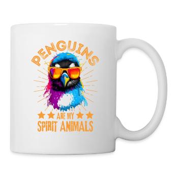 Colorful penguin with sunglasses - Mug - white - Right