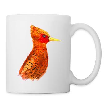 Oiseau rouge feu peint à la main - Mug blanc - blanc - Droite